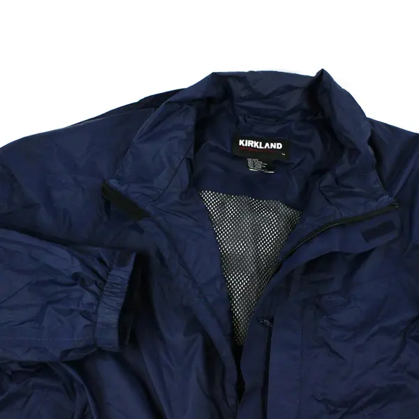 Kirkland Signature Men's XL Navy Blue Windbreaker Jacket Removable Hood