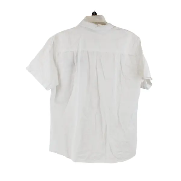 Hooyi Men's White Short Sleeve Button-Down Shirt Palm Tree Graphic