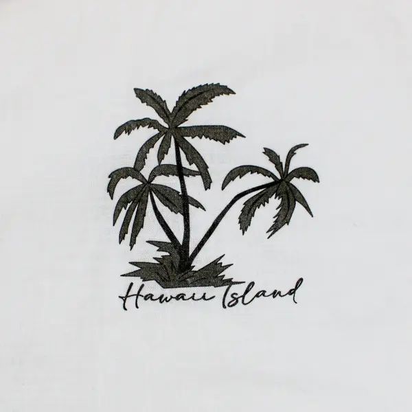 Hooyi Men's White Short Sleeve Button-Down Shirt Palm Tree Graphic