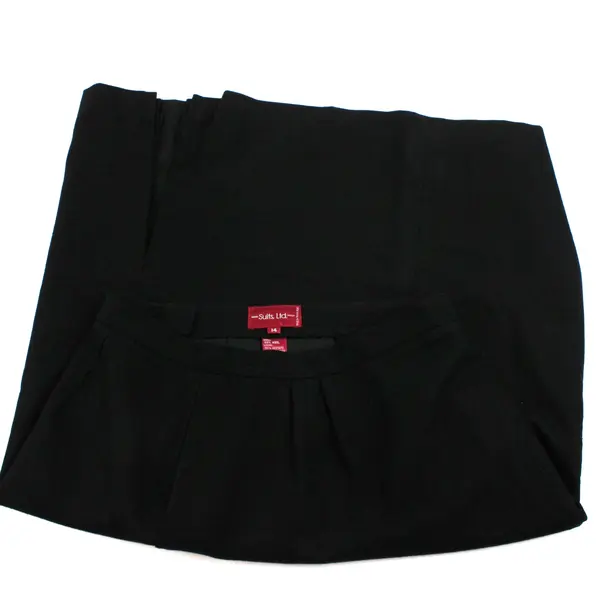 Suits Ltd Women's Black Wool Midi Business Skirt Size 14