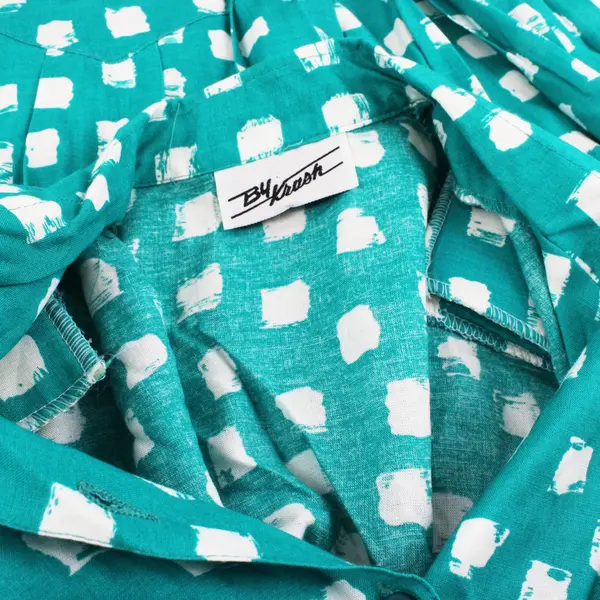 By Krush 1980s Vintage Teal Green White Skirt Top Set Women's L