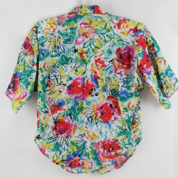 Sitting Pretty of California Vintage 1980s Abstract Floral Top Women's 14