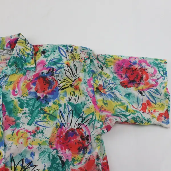 Sitting Pretty of California Vintage 1980s Abstract Floral Top Women's 14
