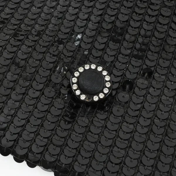 Vintage Norell Black Sequin Evening Clutch Purse Rhinestone Clasp