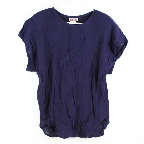 Fitting Image Women's Navy Blue Short Sleeve Top 14W
