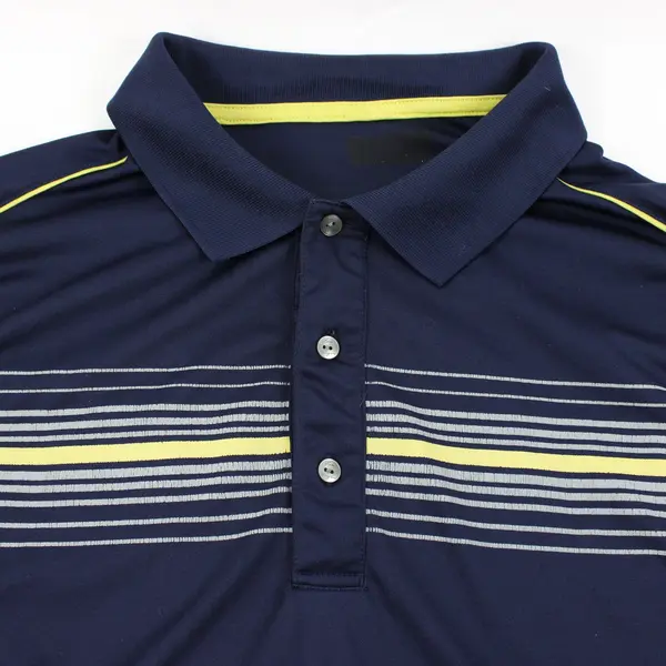 Ben Hogan Men's 2XL Navy Golf Polo Yellow Stripes