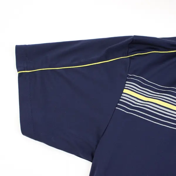 Ben Hogan Men's 2XL Navy Golf Polo Yellow Stripes