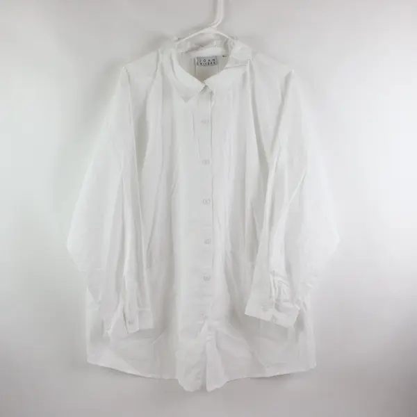 Joan Rivers Women's White Long Sleeve Button Down Shirt Size 2X