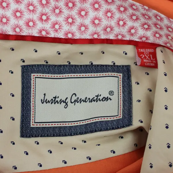 Justin's Generation Men's Orange Long Sleeve Button-Up Shirt 2XL