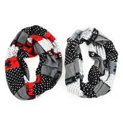 Lot of 2 Gray Fair Isle Christmas Reindeer Loop Scarves