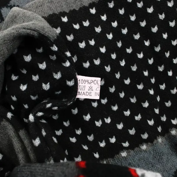 Lot of 2 Gray Fair Isle Christmas Reindeer Loop Scarves
