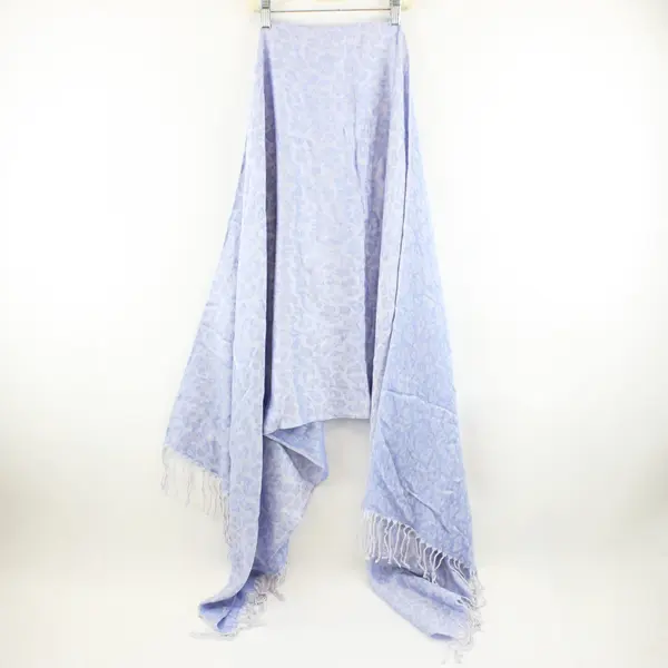 Isaac Mizrahi Live Blue Leopard Print Damask Scarf Wrap