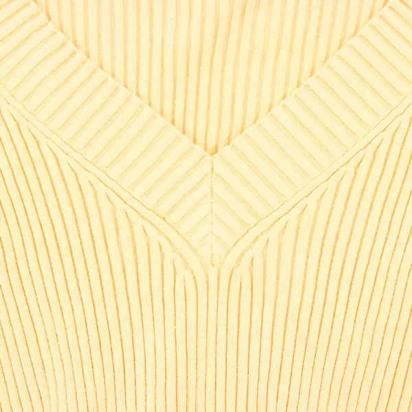 St. John's Bay Women's Yellow Ribbed V-Neck Long Sleeve Top L