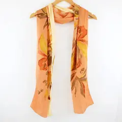 Flori Roberts Coral Orange Botanical Print Scarf 70 in Women's