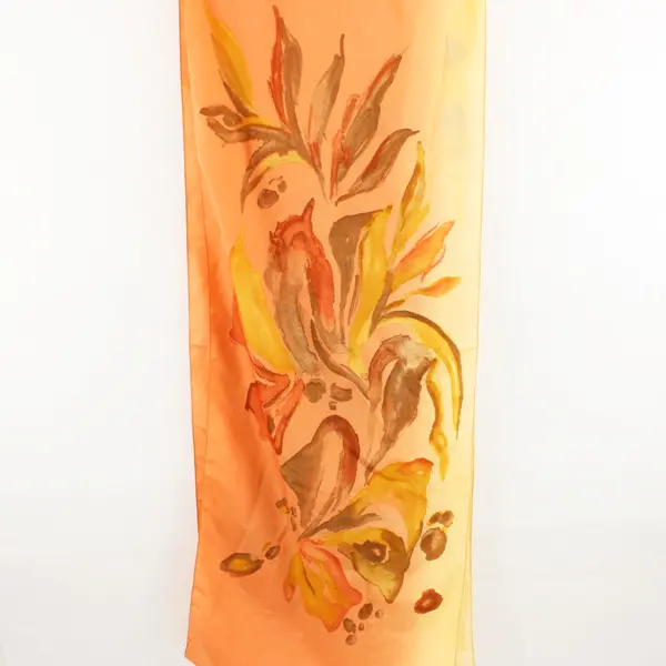 Flori Roberts Coral Orange Botanical Print Scarf 70 in Women's