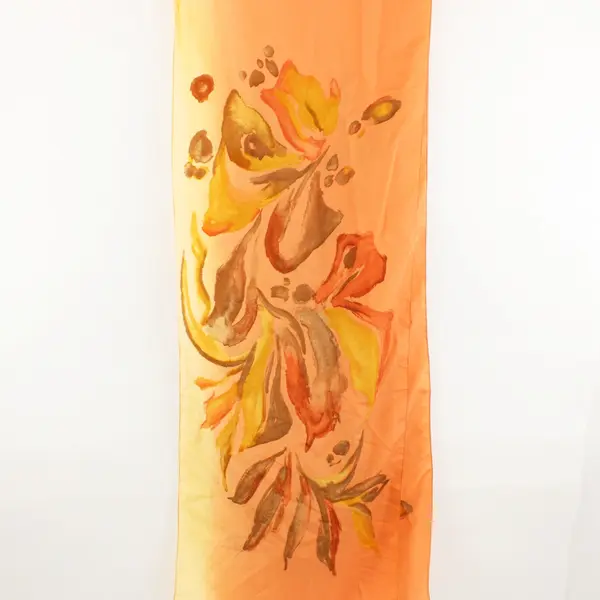 Flori Roberts Coral Orange Botanical Print Scarf 70 in Women's