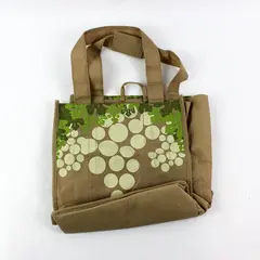 Earthwise Reusable Multi-Bottle Wine Carrier Tote Grape Print Green Beige