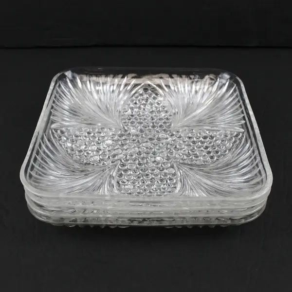 Federal Glass Hobnail Fan Pressed Glass Dish Trays Set of 4 Clear