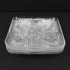 Federal Glass Hobnail Fan Pressed Glass Dish Trays Set of 4 Clear