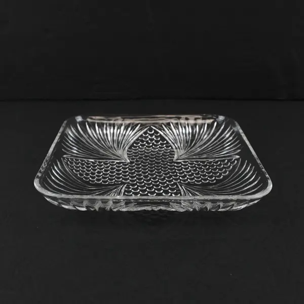 Federal Glass Hobnail Fan Pressed Glass Dish Trays Set of 4 Clear