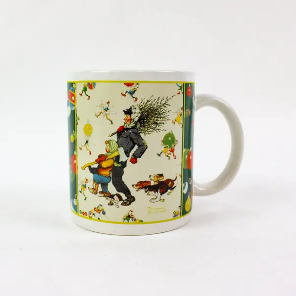 Hallmark Norman Rockwell Bringing Home the Christmas Tree Mug