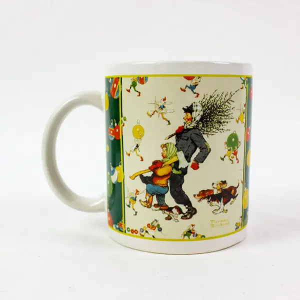 Hallmark Norman Rockwell Bringing Home the Christmas Tree Mug