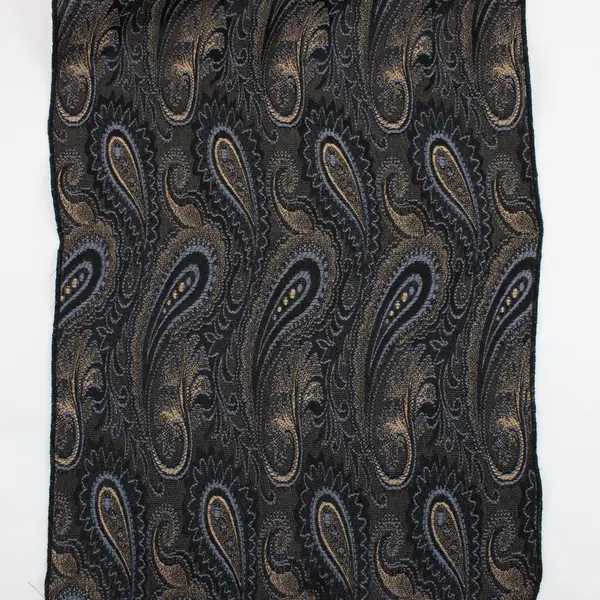 Beige Blue Black Paisley Fringed Scarf Women's Wrap 11x49
