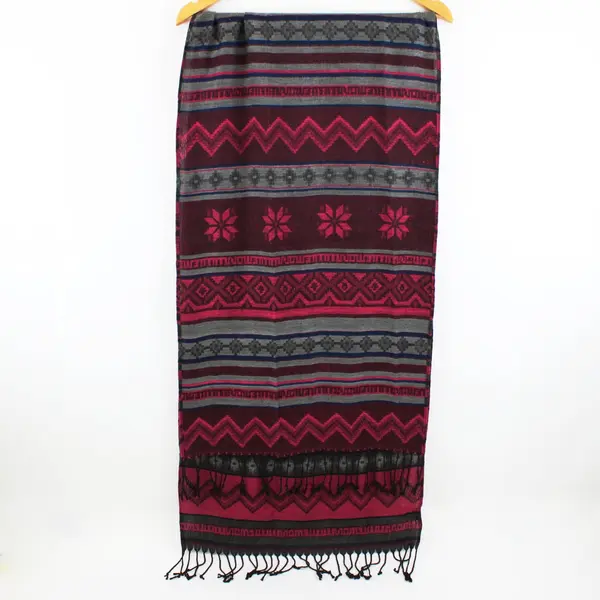 Amiee Lynn Fair Isle Scarf Pink Blue Gray 17.5 x 66 Inches