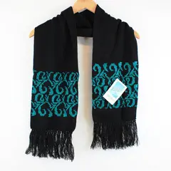 NWT Bill Blass Collection Teal Black Knit Scarf 7x49"