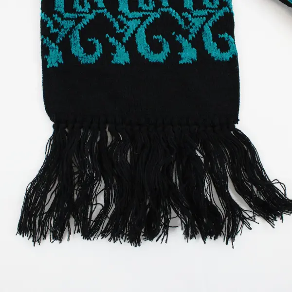 NWT Bill Blass Collection Teal Black Knit Scarf 7x49"