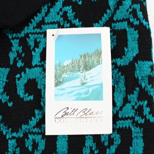 NWT Bill Blass Collection Teal Black Knit Scarf 7x49"