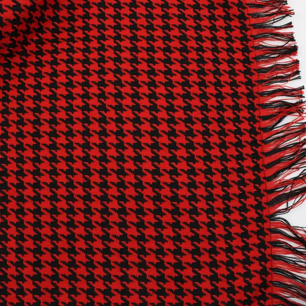 Joan Rivers Red Black Houndstooth Fringed Scarf 23x72