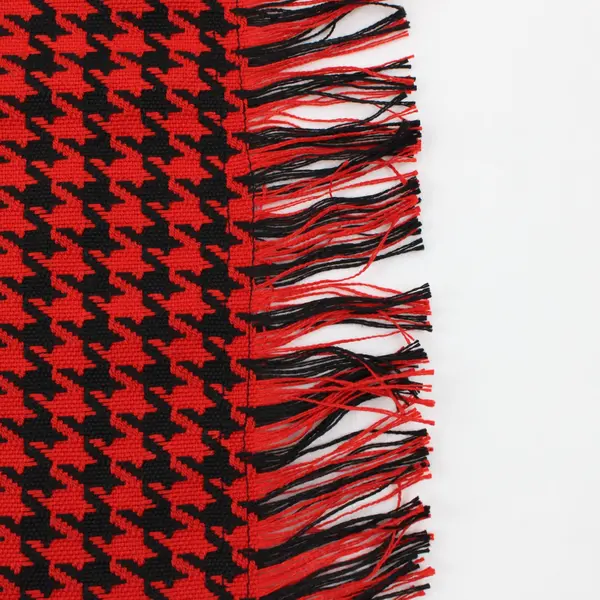 Joan Rivers Red Black Houndstooth Fringed Scarf 23x72