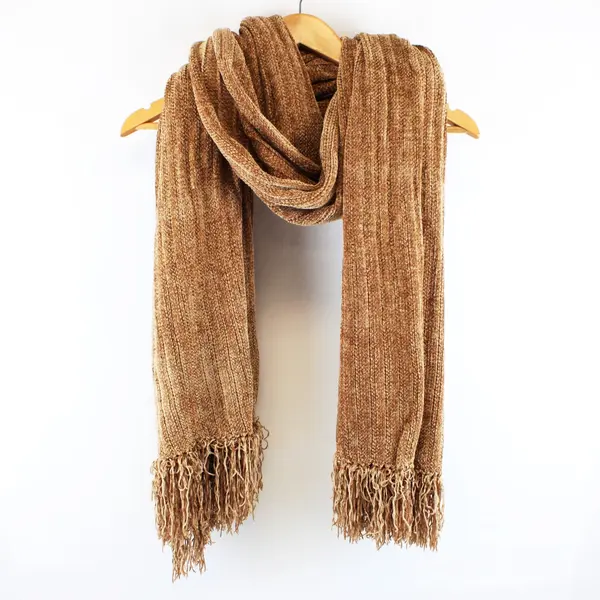Outside Additions by Stan Herman Brown Knit Scarf 29 x 93 in