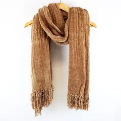 Outside Additions by Stan Herman Brown Knit Scarf 29 x 93 in