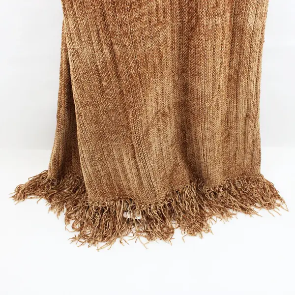 Outside Additions by Stan Herman Brown Knit Scarf 29 x 93 in