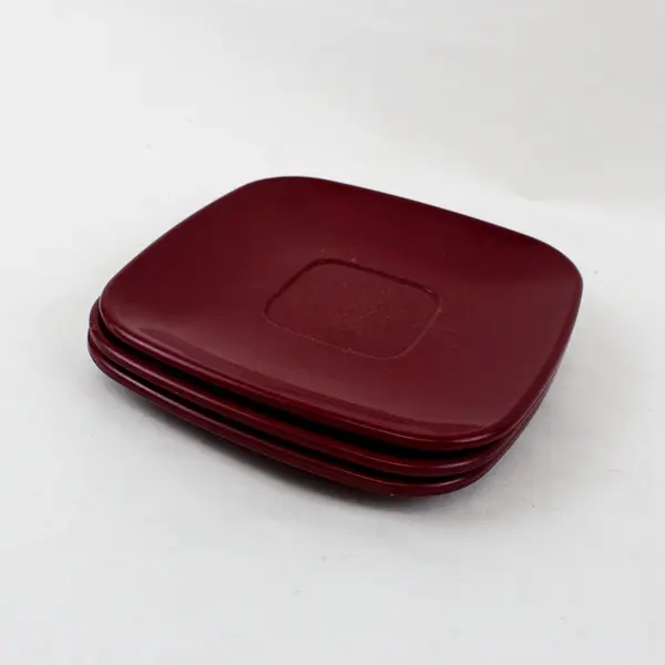 Lot of 3 Arrowhead Red Ever Ware Square Plates Craft Supply