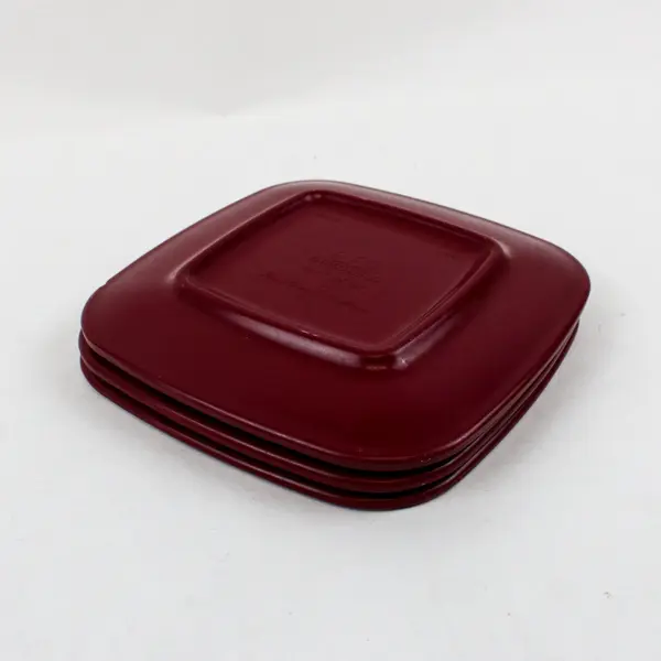 Lot of 3 Arrowhead Red Ever Ware Square Plates Craft Supply