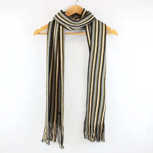 Cejon Earth Tone Sparkly Striped Knit Scarf 9x80