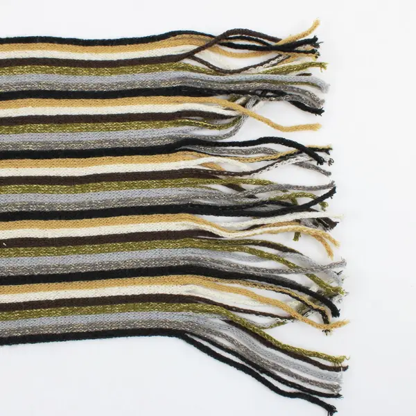 Cejon Earth Tone Sparkly Striped Knit Scarf 9x80