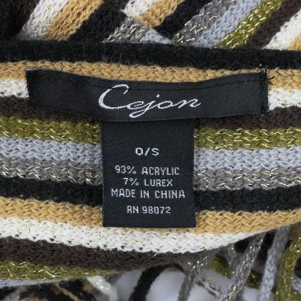 Cejon Earth Tone Sparkly Striped Knit Scarf 9x80