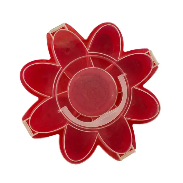 Flower Divided Rotating Snack Serving Tray 16 Inch Red Covered Center