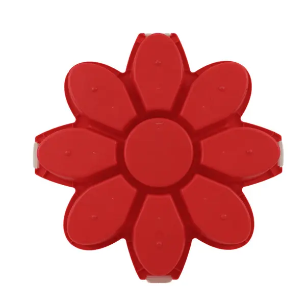 Flower Divided Rotating Snack Serving Tray 16 Inch Red Covered Center