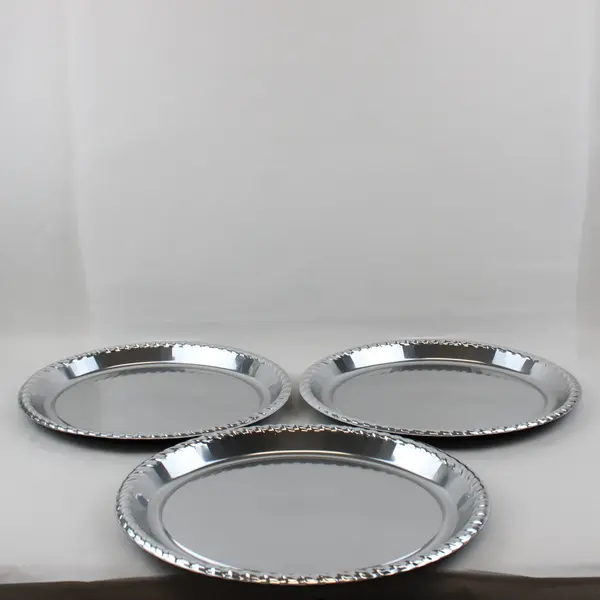 Old East Main Co. Set of 3 Silver-Tone Plastic Oval Serving Trays 16 x 13 in