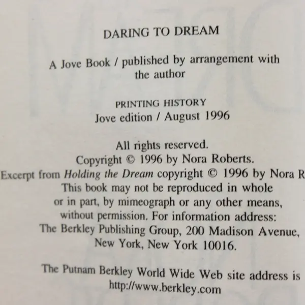 Daring to Dream Nora Roberts 1996 Jove Paperback Romance Novel Book 1