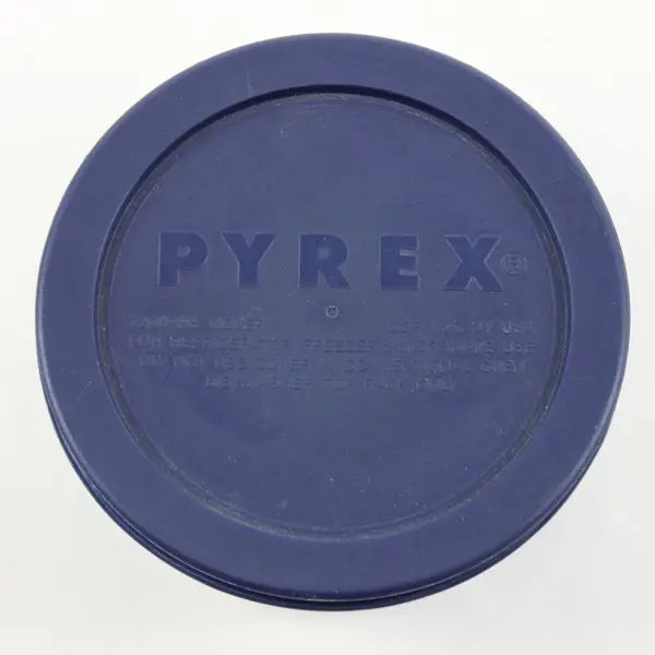 Lot of 2 Pyrex Round Glass Food Storage Containers Navy Blue Lids 470ml 950ml