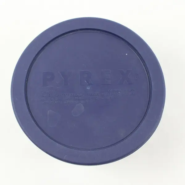 Lot of 2 Pyrex Round Glass Food Storage Containers Navy Blue Lids 470ml 950ml