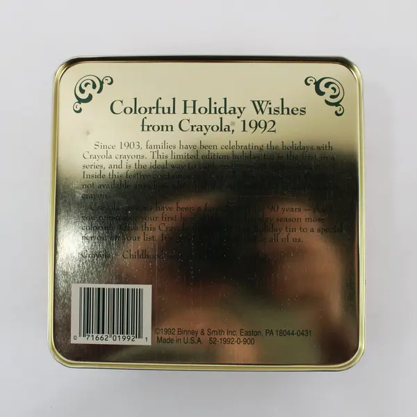 1992 Crayola Holiday Wishes Collectible Tin Set 64 Crayons Bear Ornament