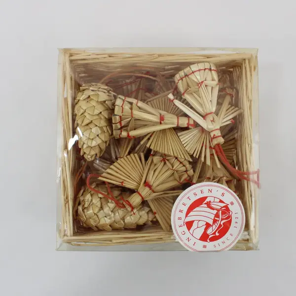 Ingebretsen's Straw Angel Star Cone Snowflake 19-Piece Ornament Set 