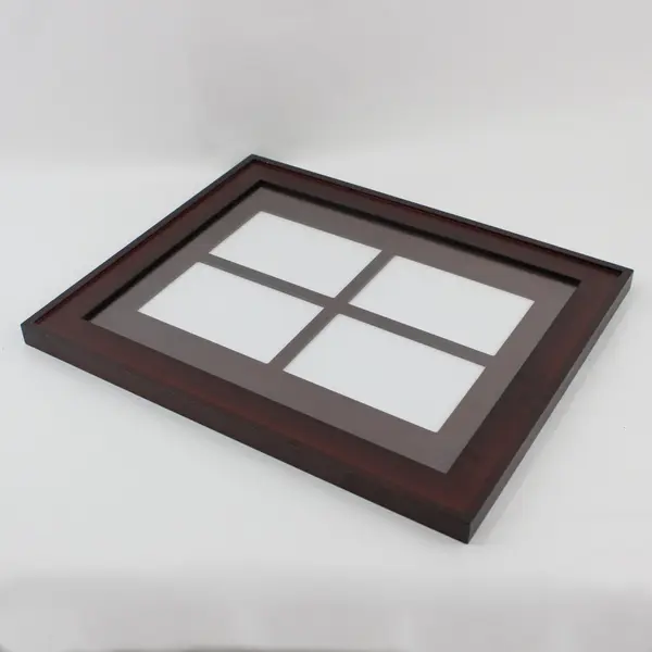 Brown Wood Hanging Collage Photo Frame Four 4x6 Openings
